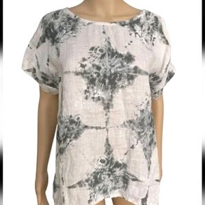 BELLAMBRA Italian LInen Tie-Dye Abstract Top